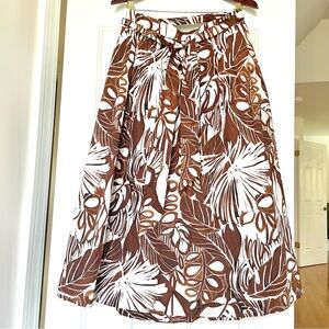 Talbots Cotton Tropical Leaves Print long skirt